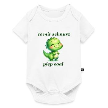 Schnurz piep egal Lustiger Spruch süßer Dino - Baby Premium Kurzarmbody - Weiß - Vorne