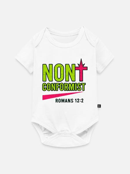 Christliche Popkunst Römer 12:2 Neon-Design - Baby Premium Kurzarmbody - Weiß