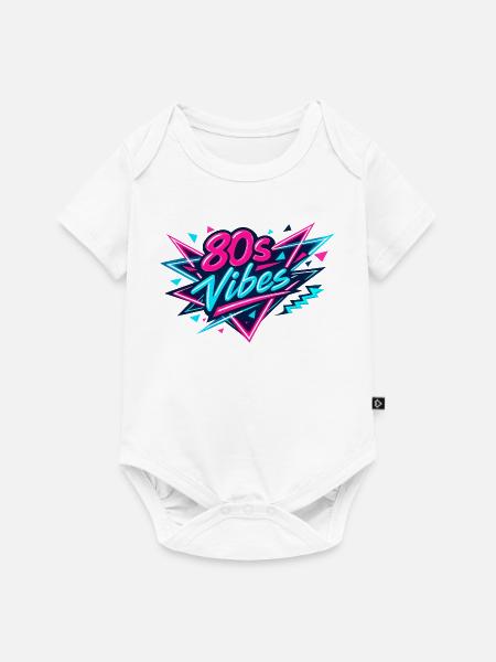 80s Vibes Neon Retro - Baby Premium Kurzarmbody - Weiß