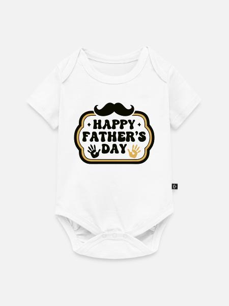  Retro Happy Fathers Day Wappen - Baby Premium Kurzarmbody - Weiß