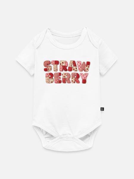 Faux Patchwork Erdbeerfrucht-Jahrgang - Baby Premium Kurzarmbody - Weiß