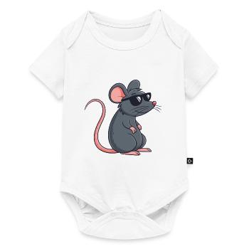 Rat Stylé Lunettes Noires - Body à manches courtes Premium Bébé - blanc - Devant