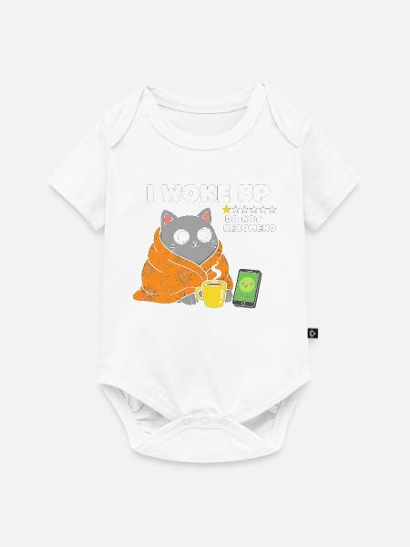 Katzenmorgentasse Kuscheldecke - Baby Premium Kurzarmbody - Weiß