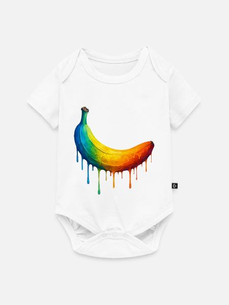 Banane mit buntem Farbverlauf - Baby Premium Kurzarmbody - Weiß