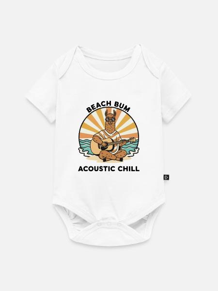 Llama Beach Bum Akustik-Chill-Gitarre - Baby Premium Kurzarmbody - Weiß