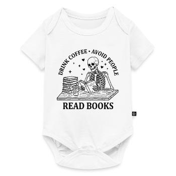 Drink Coffee Read Books Funny Skeleton Shirt - Baby Premium short-sleeve bodysuit - white - Front
