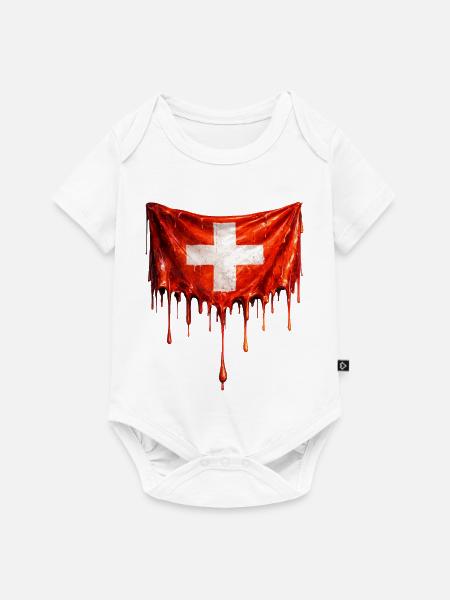 Abtropfende Schweizer Flagge - Baby Premium Kurzarmbody - Weiß