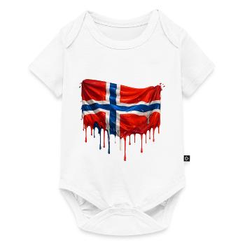 Norwegische Flagge Tropfen - Baby Premium Kurzarmbody - Weiß - Vorne
