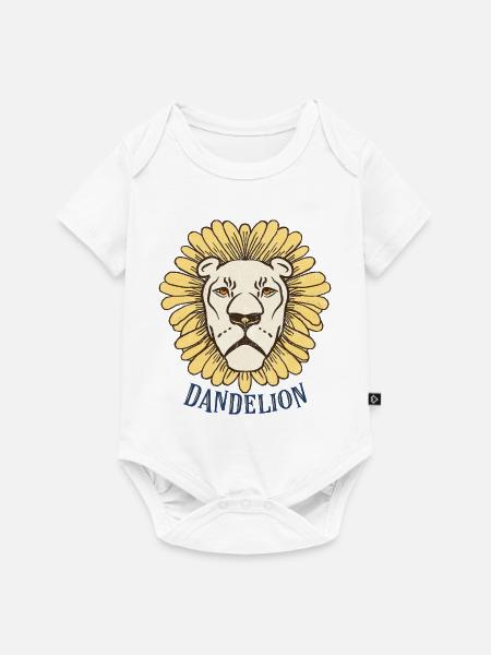 Löwe im Löwenzahn-Kranz - Baby Premium Kurzarmbody - Weiß
