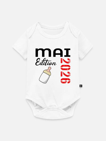 Geburt Baby Mai 2026 - Baby Premium Kurzarmbody - Weiß