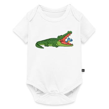Laughing crocodile with bird - Baby Premium short-sleeve bodysuit - white - Front