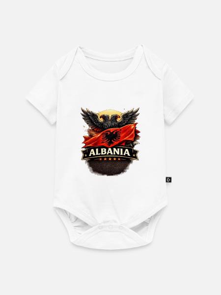Albanien Adlerflagge - Baby Premium Kurzarmbody - Weiß