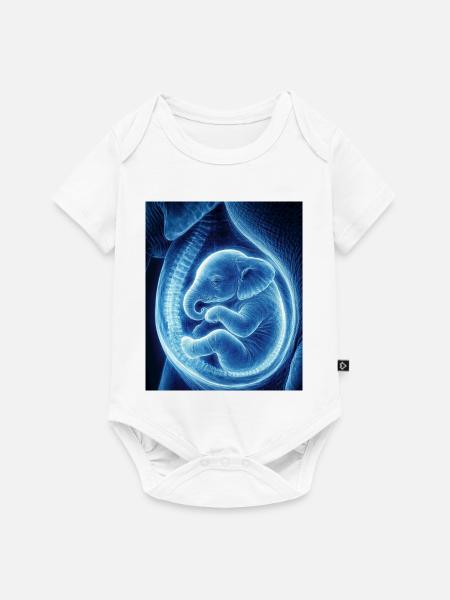 Blaues Ultraschallbaby im Mutterleib - Baby Premium Kurzarmbody - Weiß
