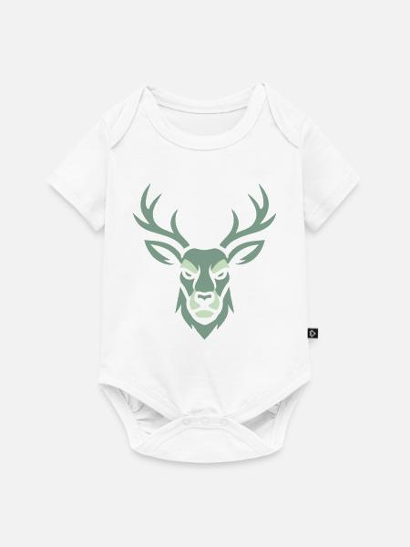 Hirschkopf  - Baby Premium Kurzarmbody - Weiß
