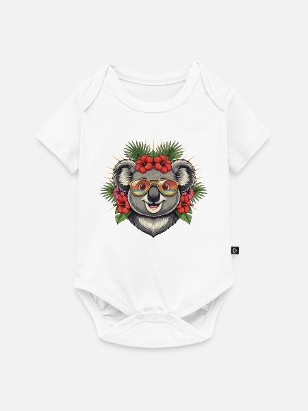 Tropischer Koala mit Sonnenbrille - Baby Premium Kurzarmbody - Weiß