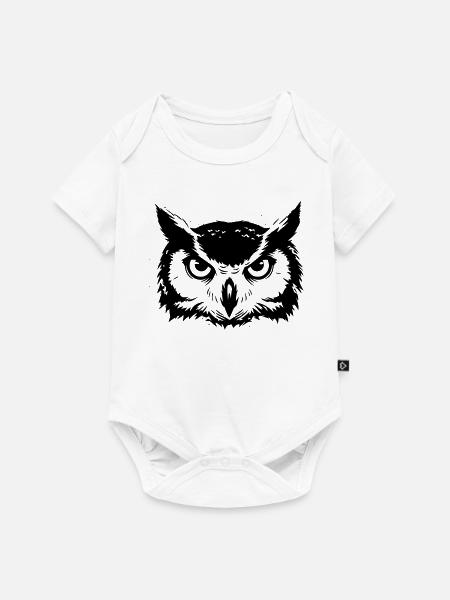 Eulen Kopf Uhu Silhouette - Baby Premium Kurzarmbody - Weiß