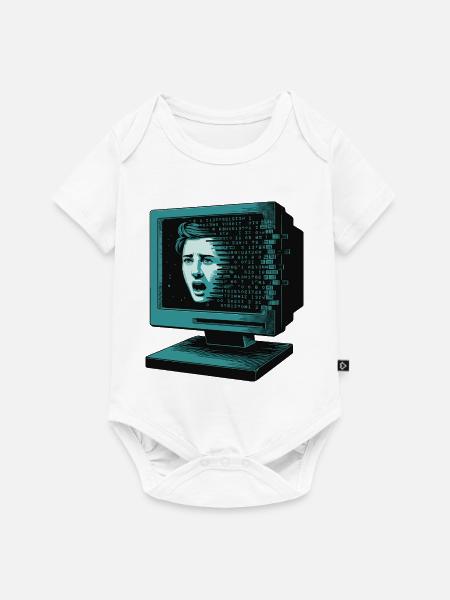 Retro-Computer Schrecken- Retroglitch KI - Baby Premium Kurzarmbody - Weiß