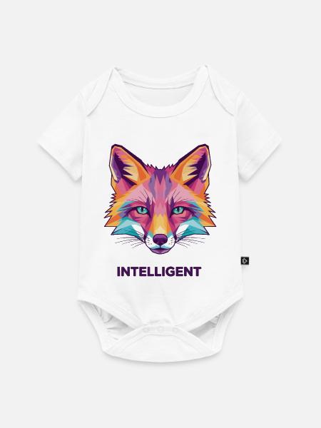 Geometrischer Farbfuchskopf - Baby Premium Kurzarmbody - Weiß