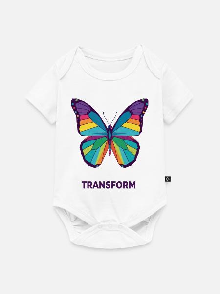 Regenbogengeometrischer Schmetterling - Baby Premium Kurzarmbody - Weiß