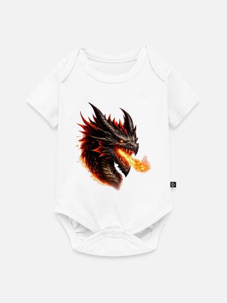 Feuerdrache Flammendes Haupt - Baby Premium Kurzarmbody - Weiß
