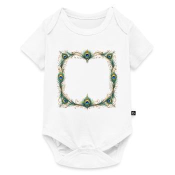 Ornement de cadre en plume de paon Bohème - Body à manches courtes Premium Bébé - blanc - Devant