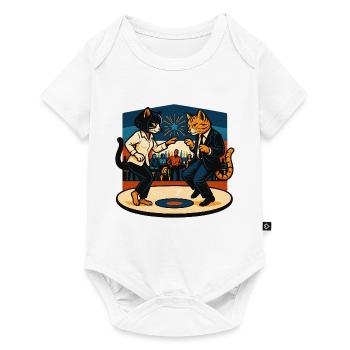 Deux chats rétro dansant – style vintage - Body à manches courtes Premium Bébé - blanc - Devant