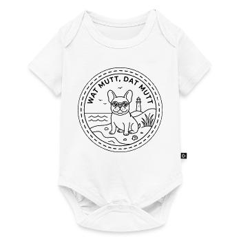 Wat mutt dat mutt Französische Bulldogge am Meer - Baby Premium Kurzarmbody - Weiß - Vorne