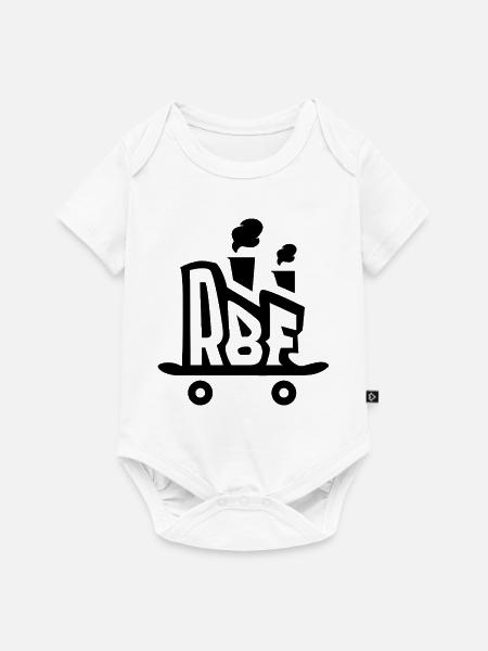Rollbrett Fabrik Logo schwarz - Baby Premium Kurzarmbody - Weiß