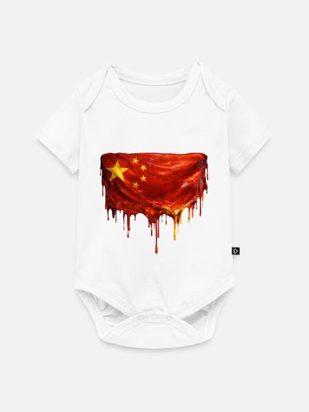 Tropfende China Flaggenkunst - Baby Premium Kurzarmbody - Weiß