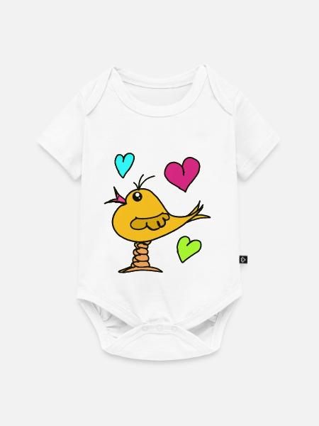 Vogel Herz Comic Vögel lustig - Baby Premium Kurzarmbody - Weiß