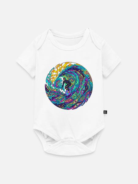 Psychedelische Surfwelle - Baby Premium Kurzarmbody - Weiß