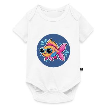Poisson lunettes soleil vif - Body à manches courtes Premium Bébé - blanc - Devant