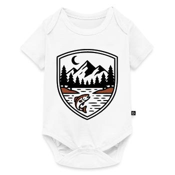 Logo du Bouclier des Poissons de la Forêt des Montagnes - Body à manches courtes Premium Bébé - blanc - Devant