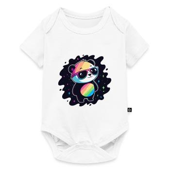 Panda Rainbow Galaxy Cool Glasses - Baby Premium short-sleeve bodysuit - white - Front