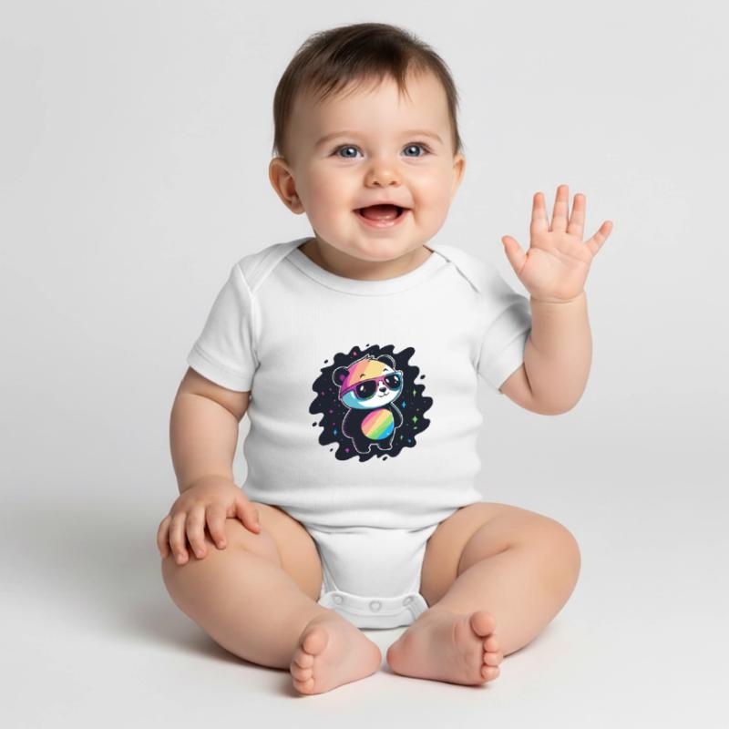 Panda Rainbow Galaxy Cool Glasses Baby Premium short-sleeve bodysuit