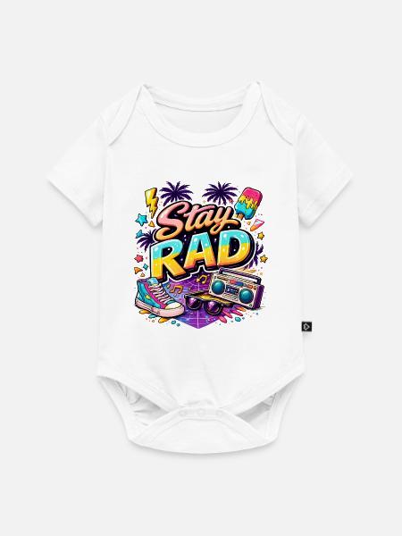 Stay Rad Neon 90s Vibe - Baby Premium Kurzarmbody - Weiß