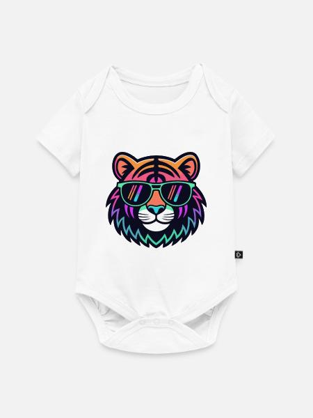 Tiger-Neon-Sonnenbrillen - Baby Premium Kurzarmbody - Weiß