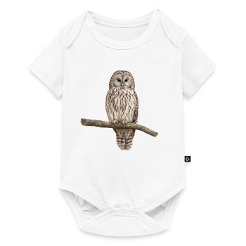 Hibou de l’Oural sur une branche - Body à manches courtes Premium Bébé - blanc - Devant