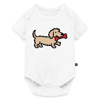 Dessin dessiné Terrier Doodle Bone - Body à manches courtes Premium Bébé - blanc - Devant