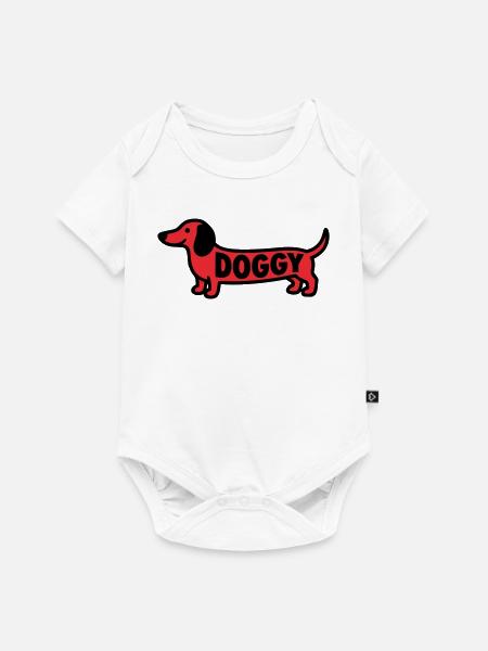 Dackel Hund Doggy Spruch Rot - Baby Premium Kurzarmbody - Weiß