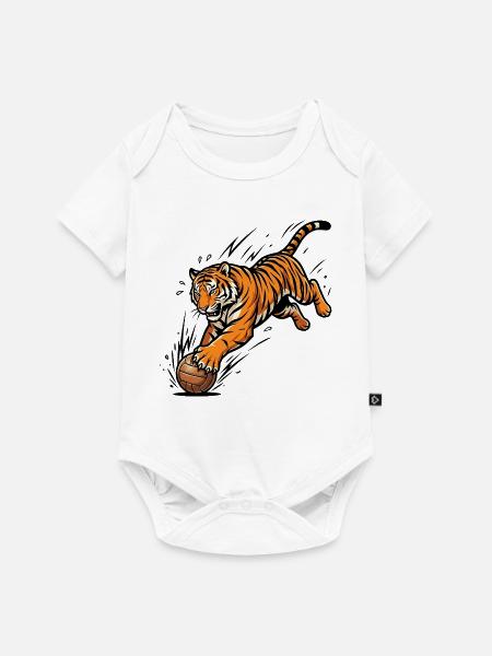 Tiger Basketball Spieler Maskottchen Power - Baby Premium Kurzarmbody - Weiß
