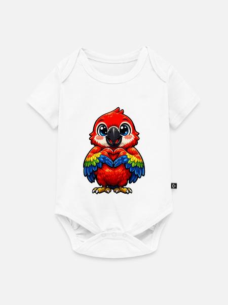 Herzregenbogen Papagei - Baby Premium Kurzarmbody - Weiß