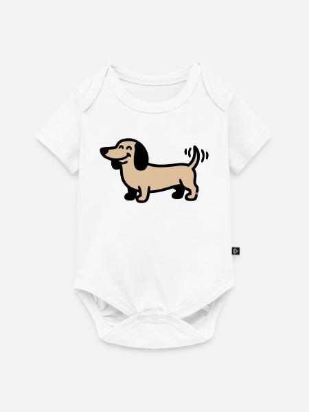 Fröhlicher Dackel Hund Comic - Baby Premium Kurzarmbody - Weiß