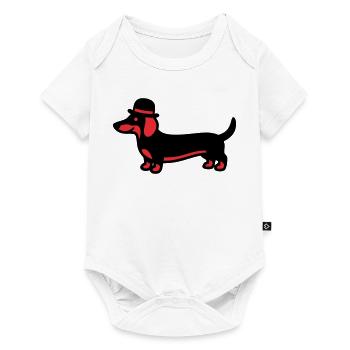 Monsieur au chapeau teckel cool - Body à manches courtes Premium Bébé - blanc - Devant