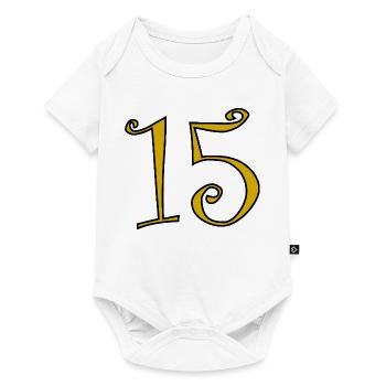 15. 15 JAHRE. 15-JÄHRIGES JUBILÄUM. 15-JÄHRIGES JUBILÄUM. - Baby Premium Kurzarmbody - Weiß - Vorne