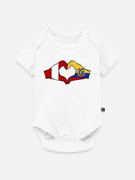Peru Ecuador Flagge Herz - Baby Premium Kurzarmbody - Weiß