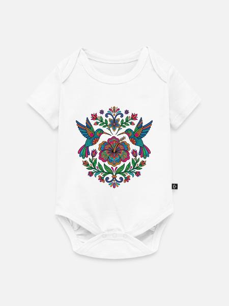 Blumen Alebrije Hummingbird Mexikanisch - Baby Premium Kurzarmbody - Weiß