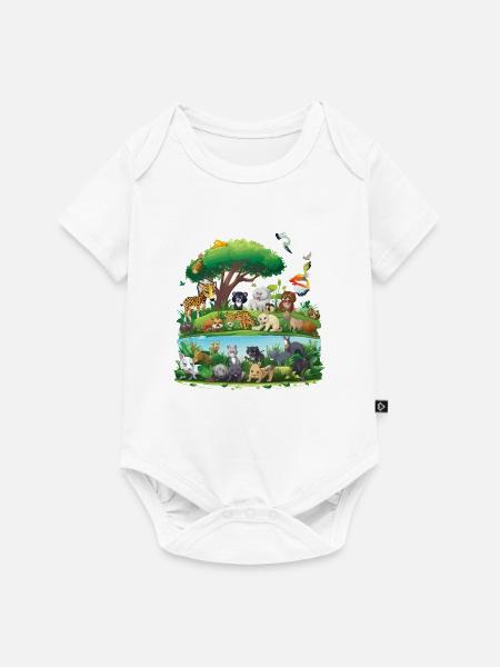 Waldtier-Paradies am Fluss - Baby Premium Kurzarmbody - Weiß