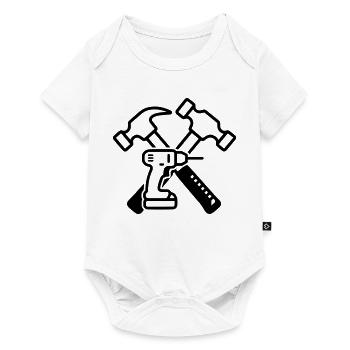 Werkzeug Hämmer Bohrer Outline - Baby Premium Kurzarmbody - Weiß - Vorne