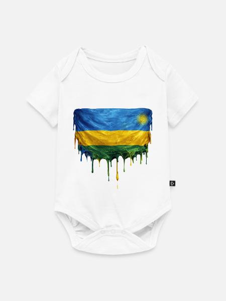 Tropfenkunst: Rwanda Flagge - Baby Premium Kurzarmbody - Weiß